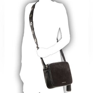 Michael Kors Coffee Brown Brooklyn Large Suede Camera shoulder or crossbody bag